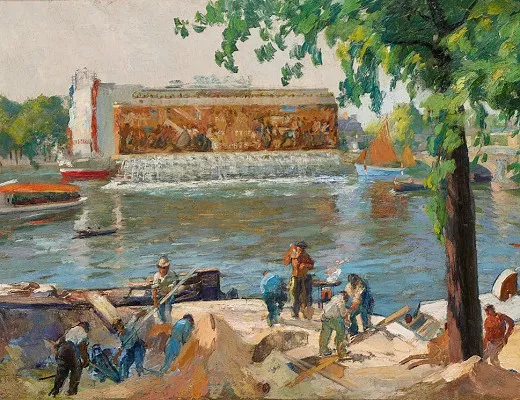 Le pavillon du travail et les constructeurs de l'exposition